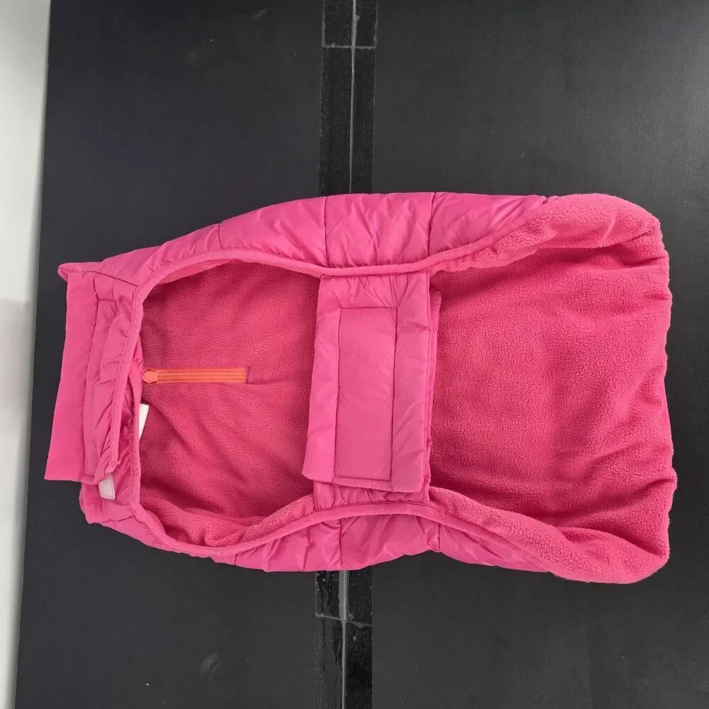 Dog Coat Jacket Medium Pink Quilted Nylon Fleece Lined Pet Vest Winter